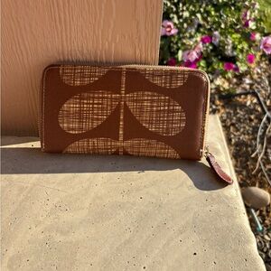 Orla Kiely Brown and Cream Leaf Pattern Wallet
